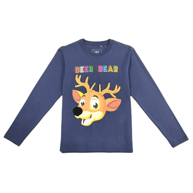 Embroidered Technics Cute Young Girls T-Shirt with Sequins Application