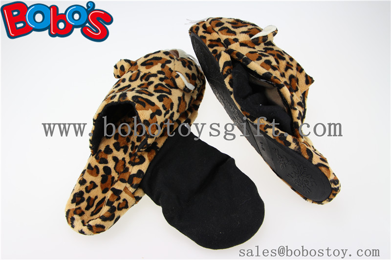 Men Shoes Plush Stuffed Leopard Microwave Flaxseed and Lavender Slipper