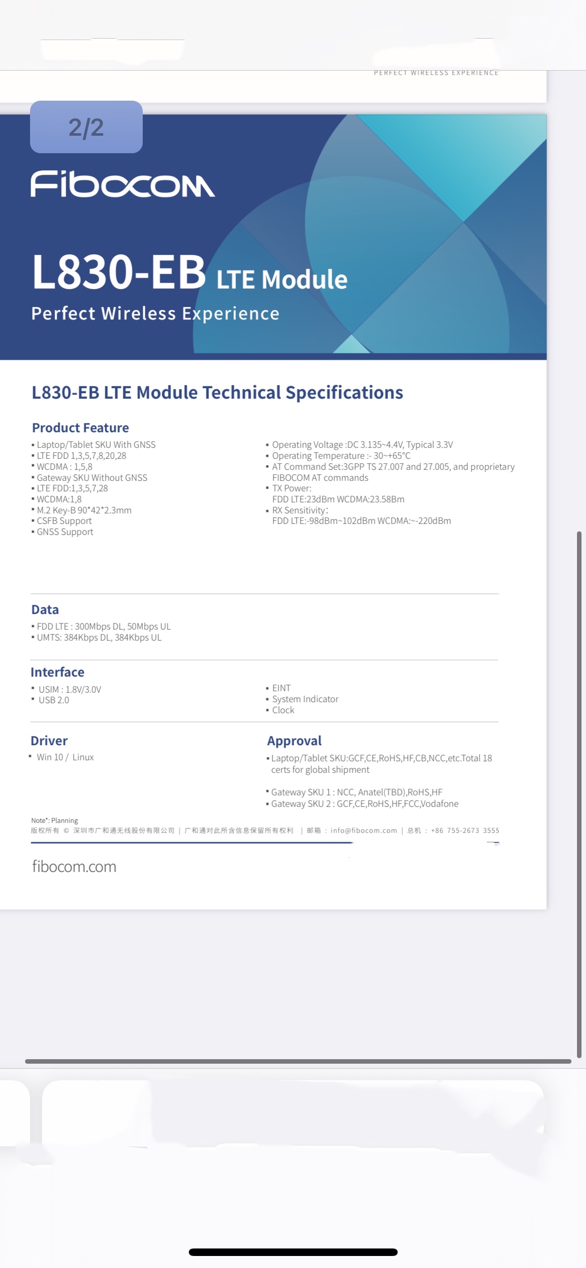 T480s WWAN LTE Cat6 Module Fibocom L830-EB For Thinkpad Laptops