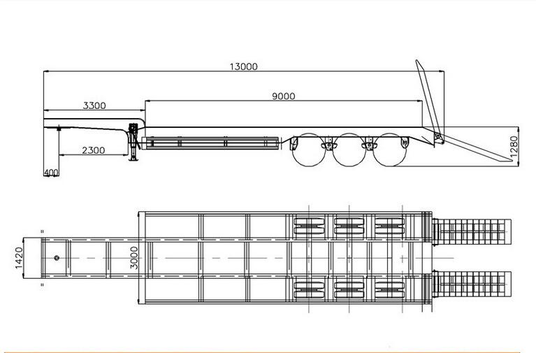 Tri axle Heavy duty Gooseneck Lowbed Low boy Semi Trailer for Digger Excavator Transport