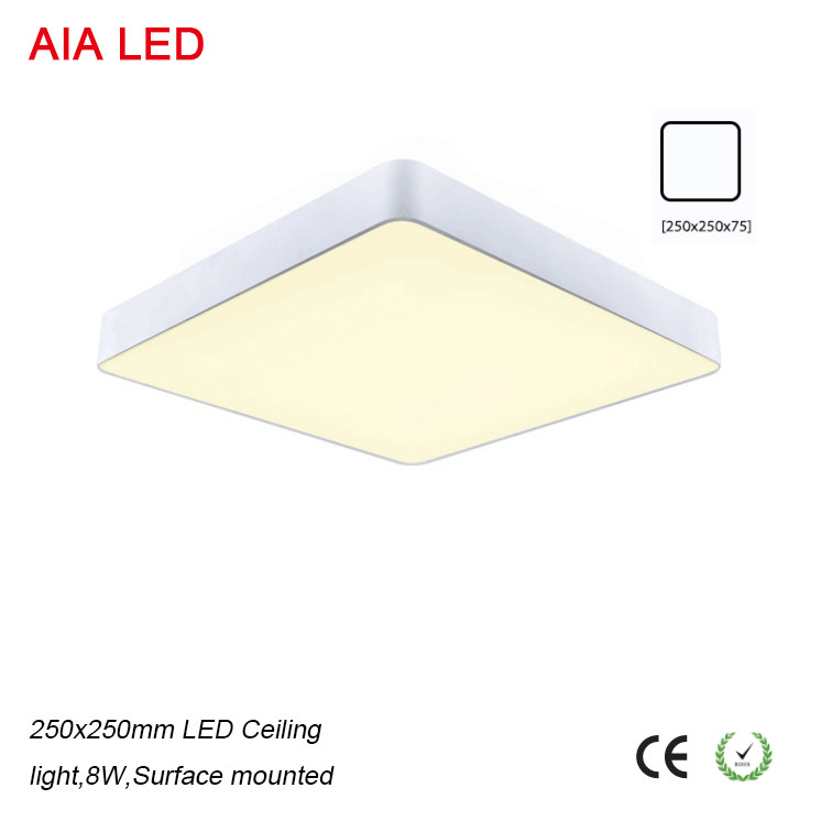 Black 250x250mm 8W white high quality surface mounted LED Ceiling light