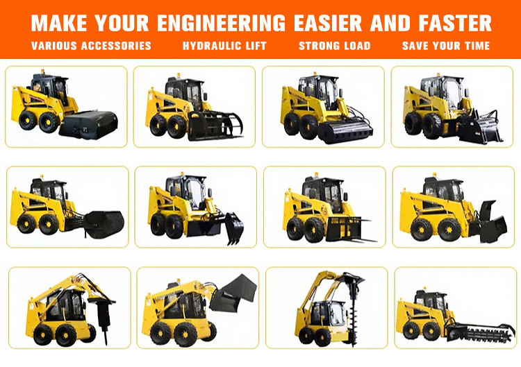 Road Maintenance Small Track Skid Steer Loader With 4 In 1 Bucket