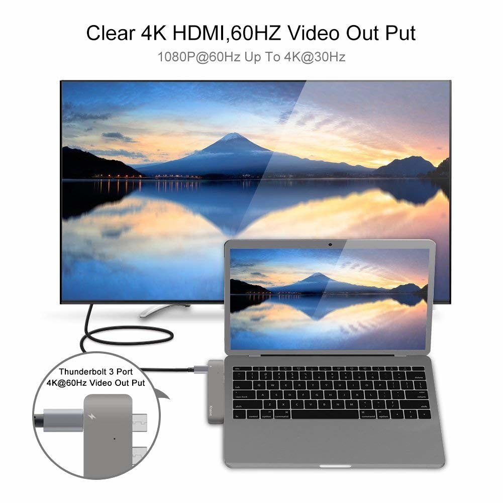 Amazon 2018 Aluminum Thunderbolt 3 USB-C Hub USB Driver 7 Ports Dual Type C Hub 4K Type C 100W PD charging
