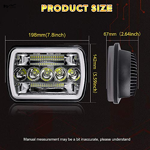 High/Low Beam LED Headlights with Halo Angel Eyes DRL Turn Signal Light 5x7/7x6 Chips