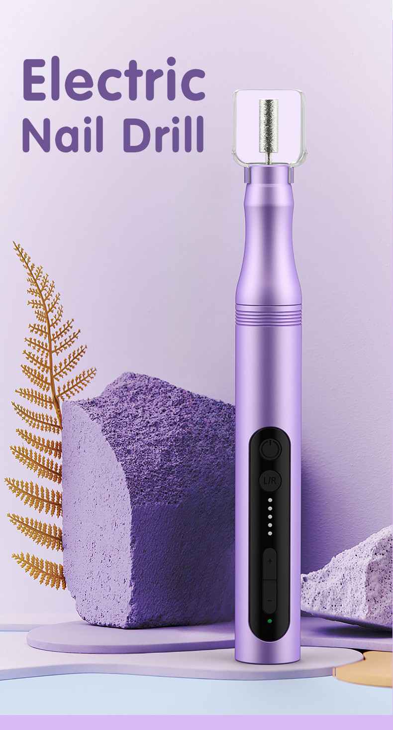 Rechargeable 5 Modes Electric Manicure 6 Drill Bits Portable Pedicure Low Noise Electric Nail Drill