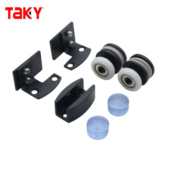 Stainless Steel 304 Black Bathroom Sliding Door Kit Sliding Shower Glass Door Hardware System