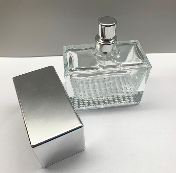 rectangle 50ml Surlyn Empty Perfume Bottle Glass Sprayer Bottle Transparent design