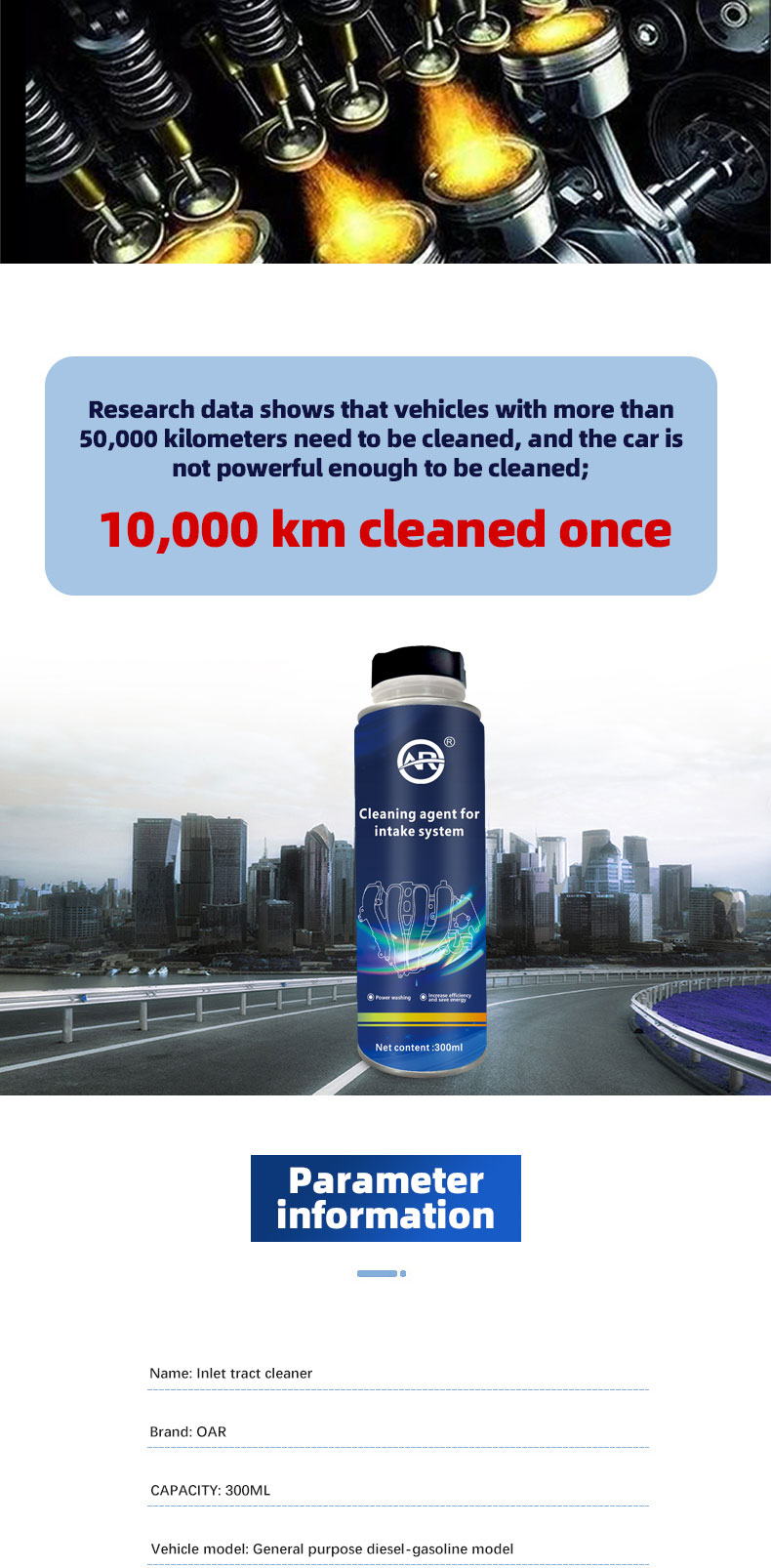 Car Care Cleaning Products OAR Automotive Air Intake System Cleaner for Increased Power