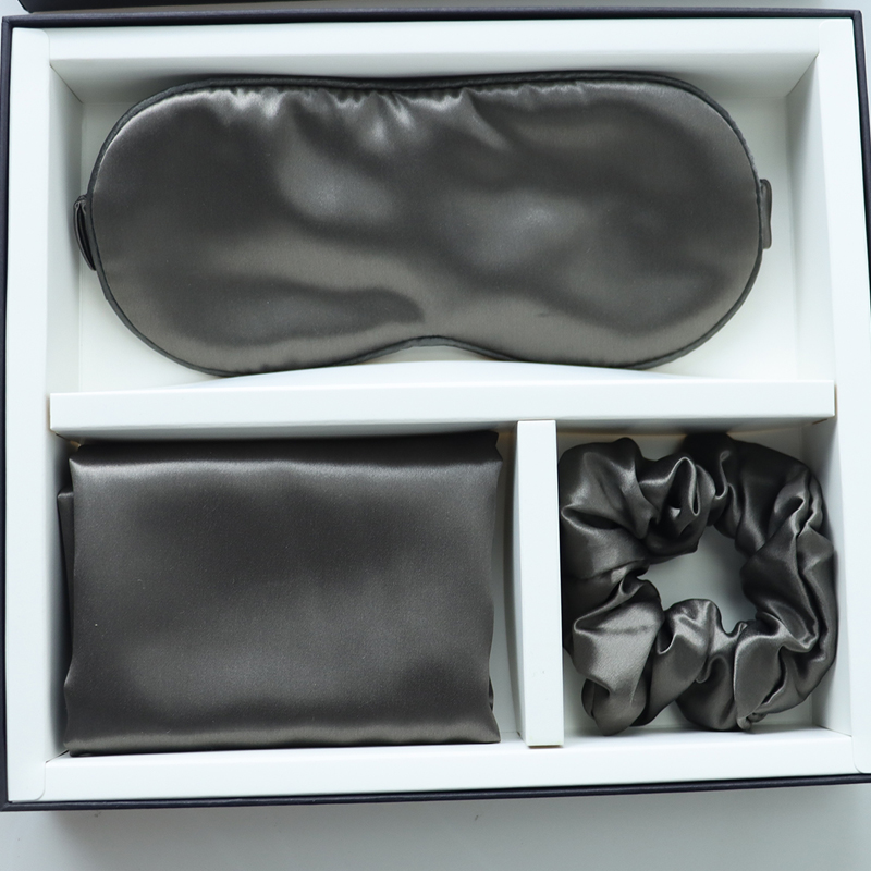 Luxury Sleep Black Silk Eye Mask Custom LOGO OEM/OEM 100% Silk Pillow Case Set Black