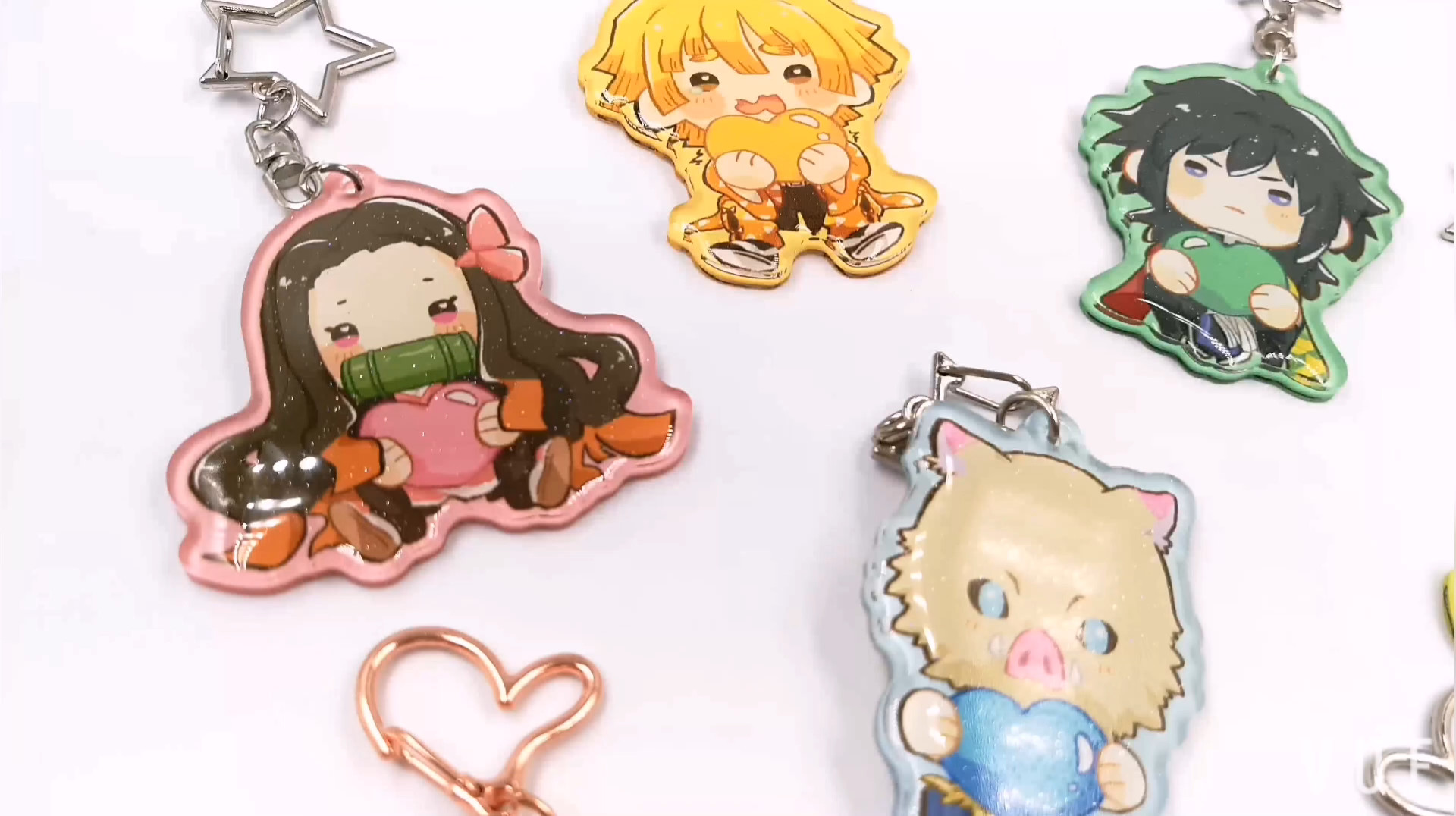 Custom Clear Printed Double Glitter Epoxy Resin Acrylic Charms Keychain for Gift with Star Clasp