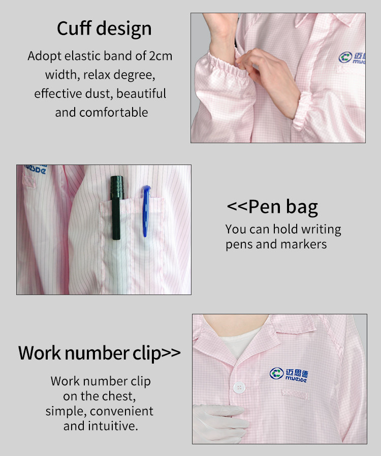 Clean Room Clothing Three Dimensional Tailoring Design Soft And Skin Anti-static Clean Room Smock