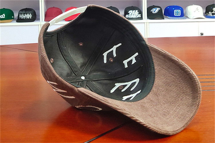ACE Corduroy Soft Fabric Creative Flat Embroidery Logo Custom Baseball Long Curve Brim Cap
