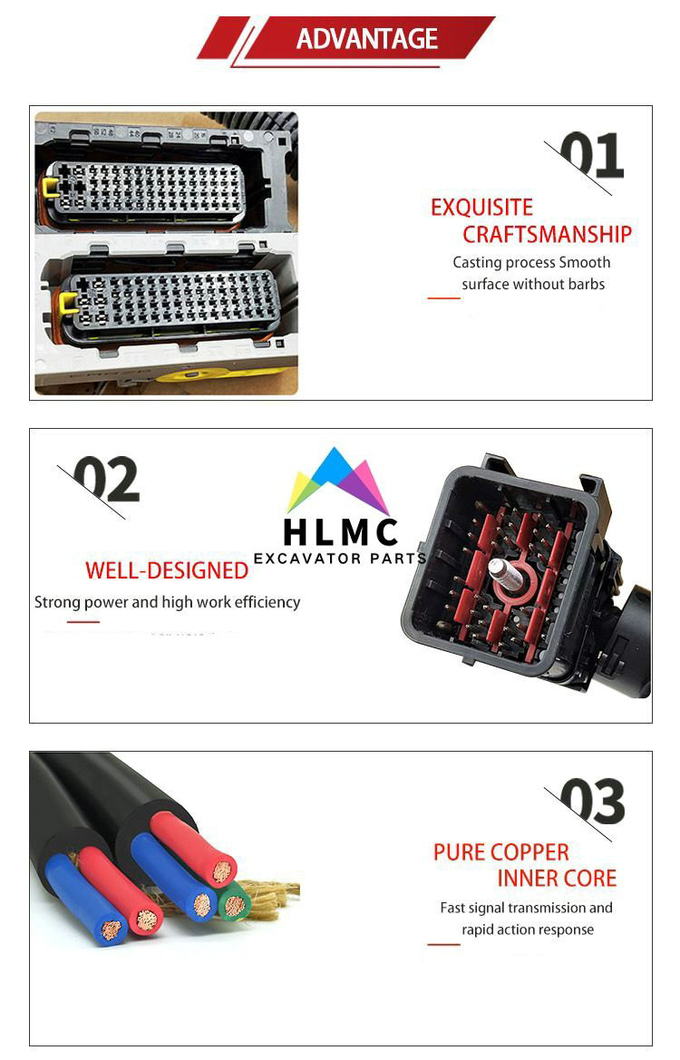 Excavator Parts Universal Plug E325C E330C E345C Air Condition Electronic Wiring Harness Cable Assembly 0