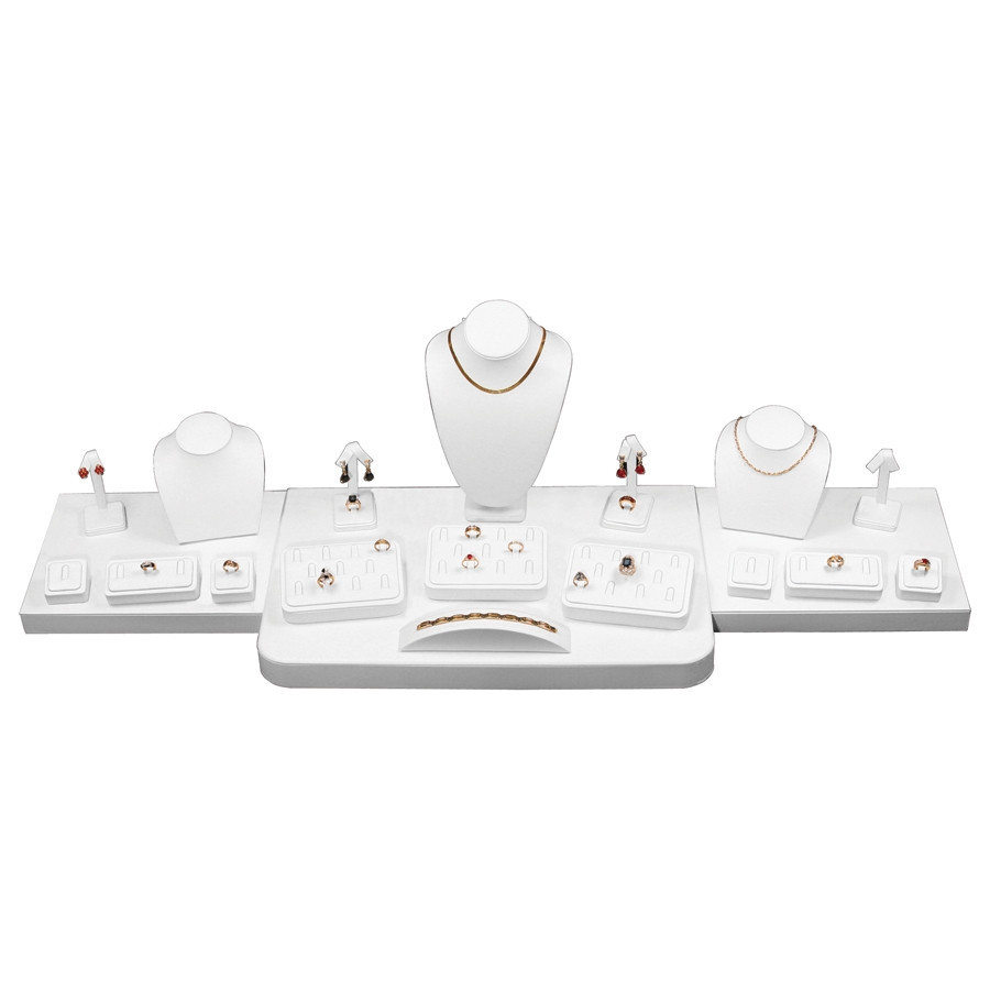 Jewelry Showcase/ Window Display Set White Fabric Jewellery Display for Necklace,Earring,Ring