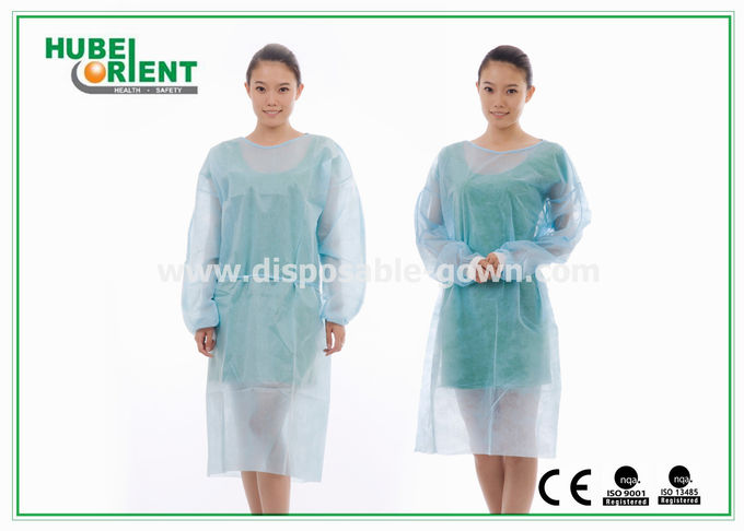 Non Irritating PP PE Disposable Medical Isolation Gown With Elastic Wrist