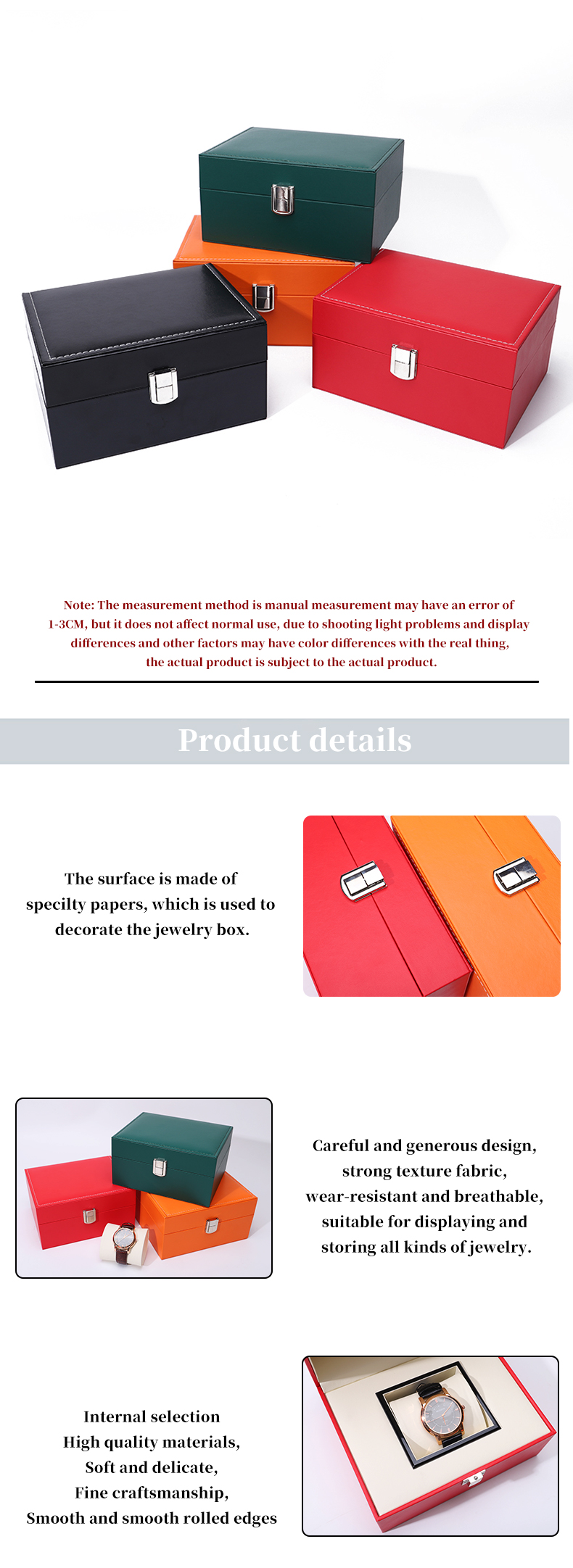 Plain Supple Faux Leather Watch Case Watch Packaging Box With Buckle Closure