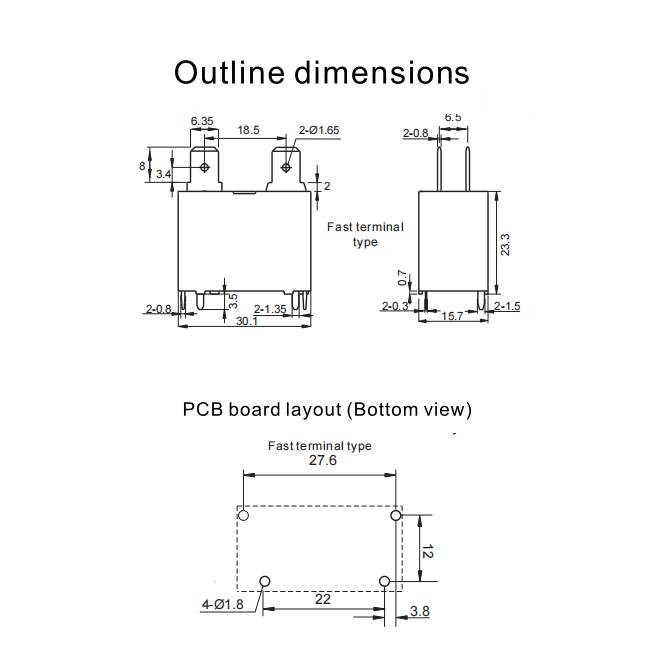 PCB Mount Terminal 250 24V 20A Power Relay RF-SS-124DMF For Control Board