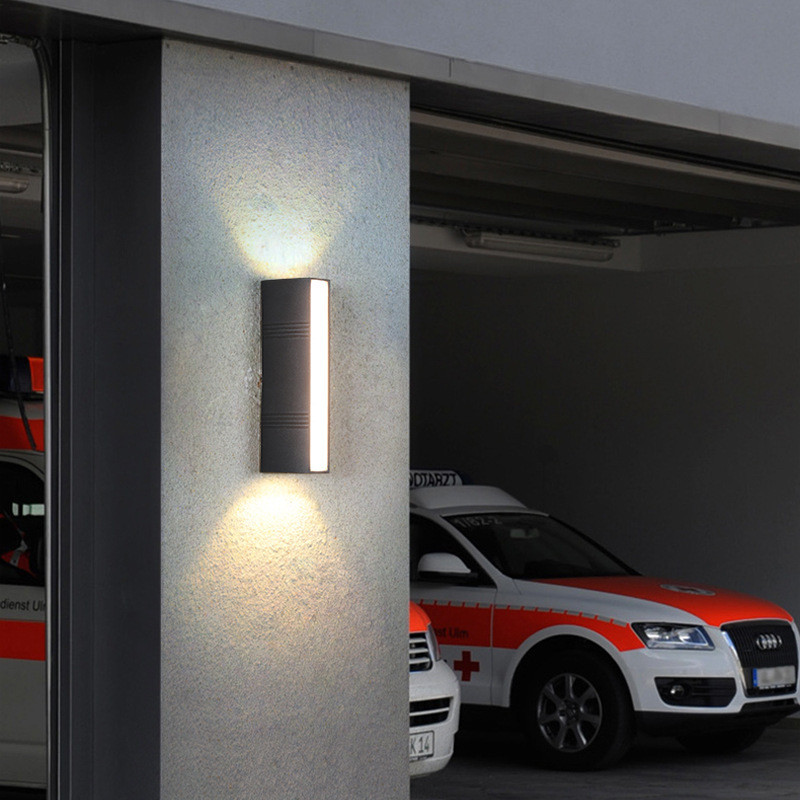External wall lamps waterproof garden light staircase wall lamp surface three sides luminous wall light