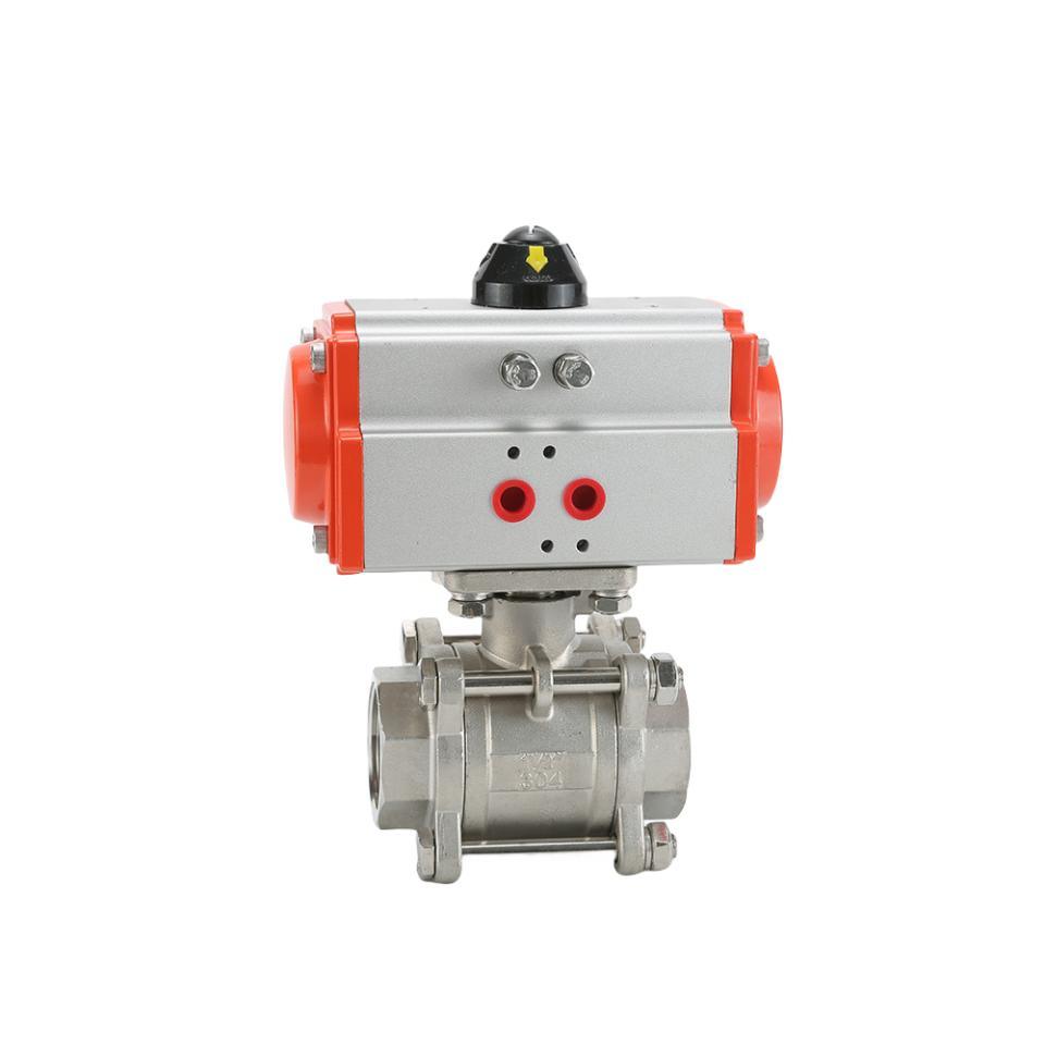 Cast Steel Pneumatic 3PC Threaded Ball Valve for Water Industrial