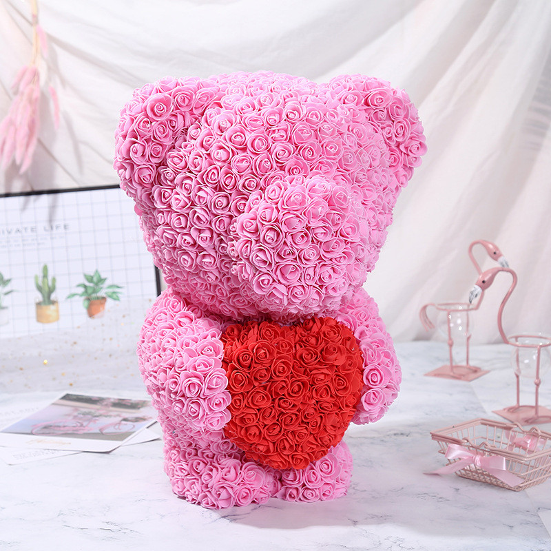 PE Roses Bear with More Colors Bear Roses for Christmas Gift most popular gift for family ,girlfriend,teacher