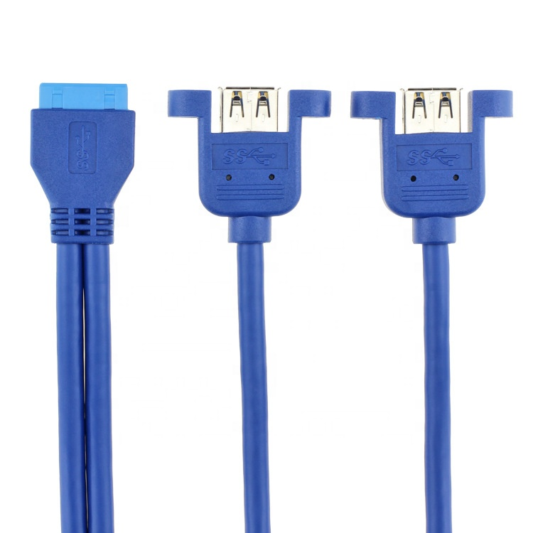 Dual Panel Mount USB 3.0 A Female to IDC 20 PIN Female PC Computer Case Motherboard Cable