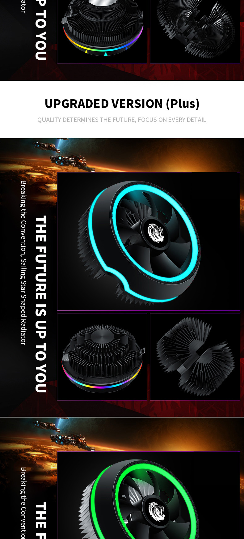 Taifast CPU Cooler Fans Air UFO Colorful 2900rpm 12v Computer Cooling Fan RGB