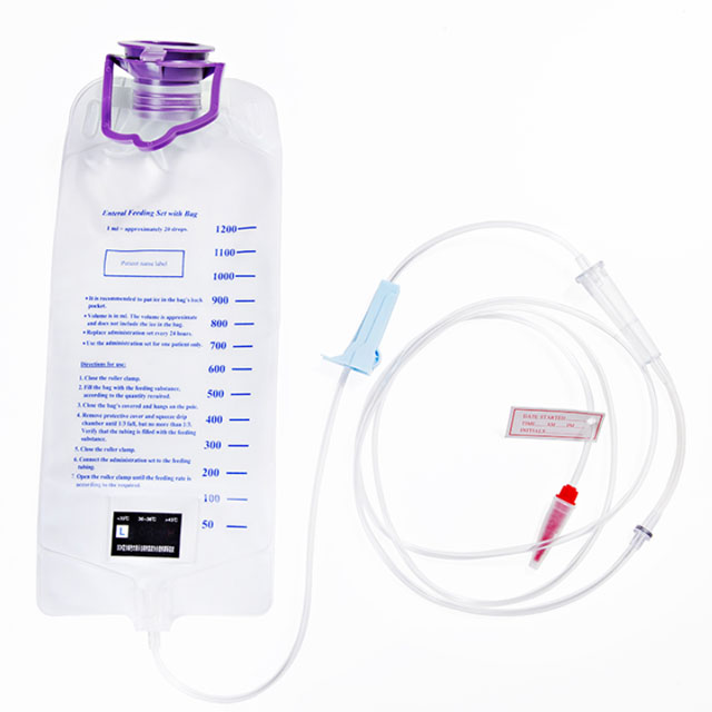 1200ML Enteral Delivery Gravity Bag Set, Disposable Enteral Nutrition Bag, Gravity Feeding Bag - Large Bore