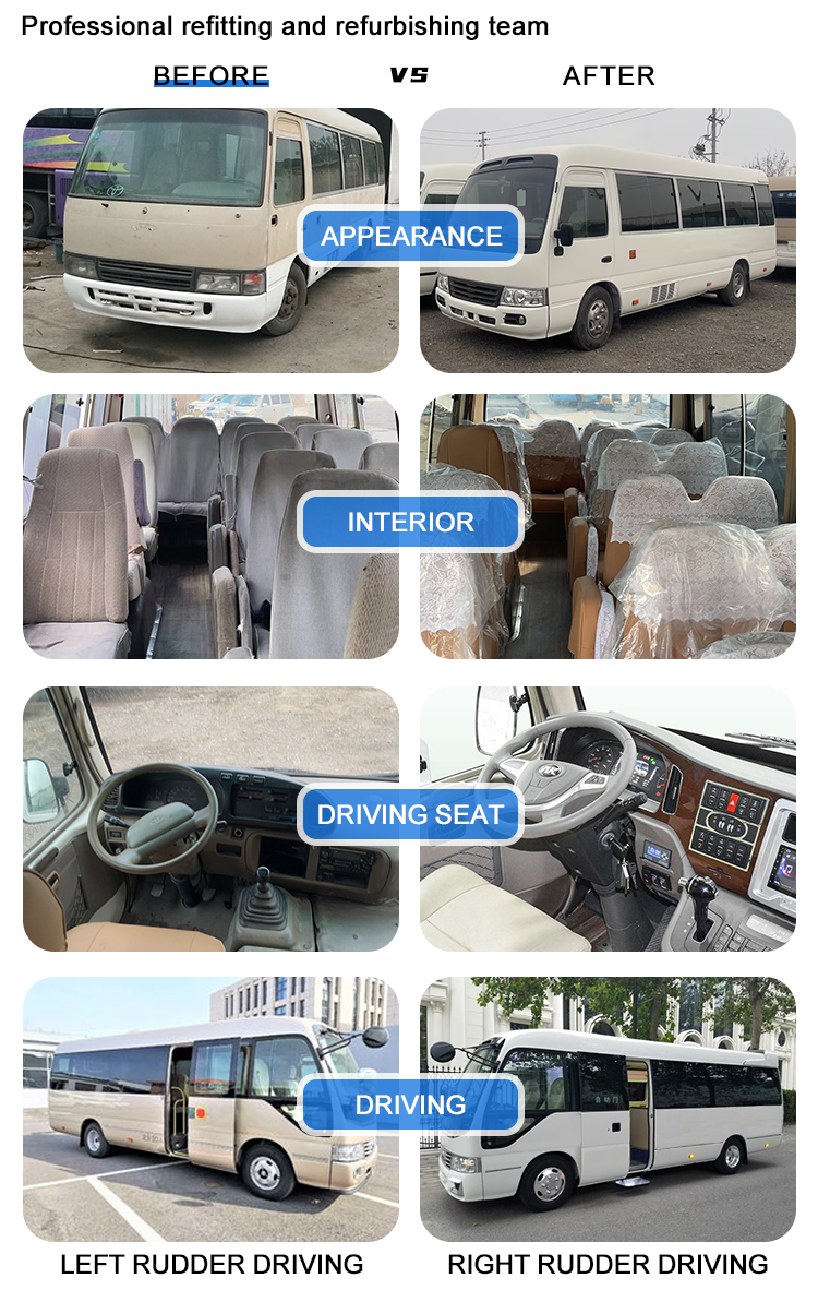 Good Condition LHD Diesel Coaster Bus with 2.4T Displacement and 19 Seat Capacity