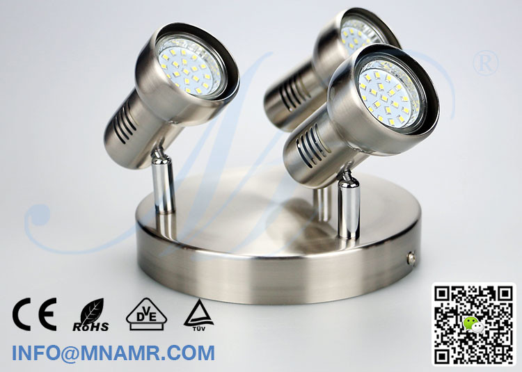 China Manufacturer 3 Outlets LED Shop Light Shop Decorative Lighting with 3x5W AC100-240V Replaceable LED Bulb Lamp GU10