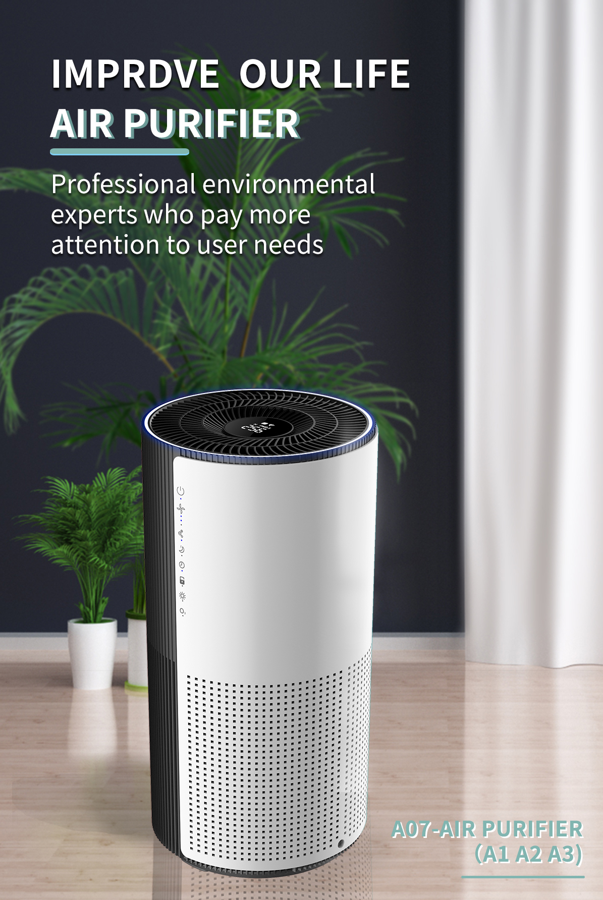 H13 Portable Hepa Air Purifier 99.97% 370m3/h Air Purifier Dust Removal