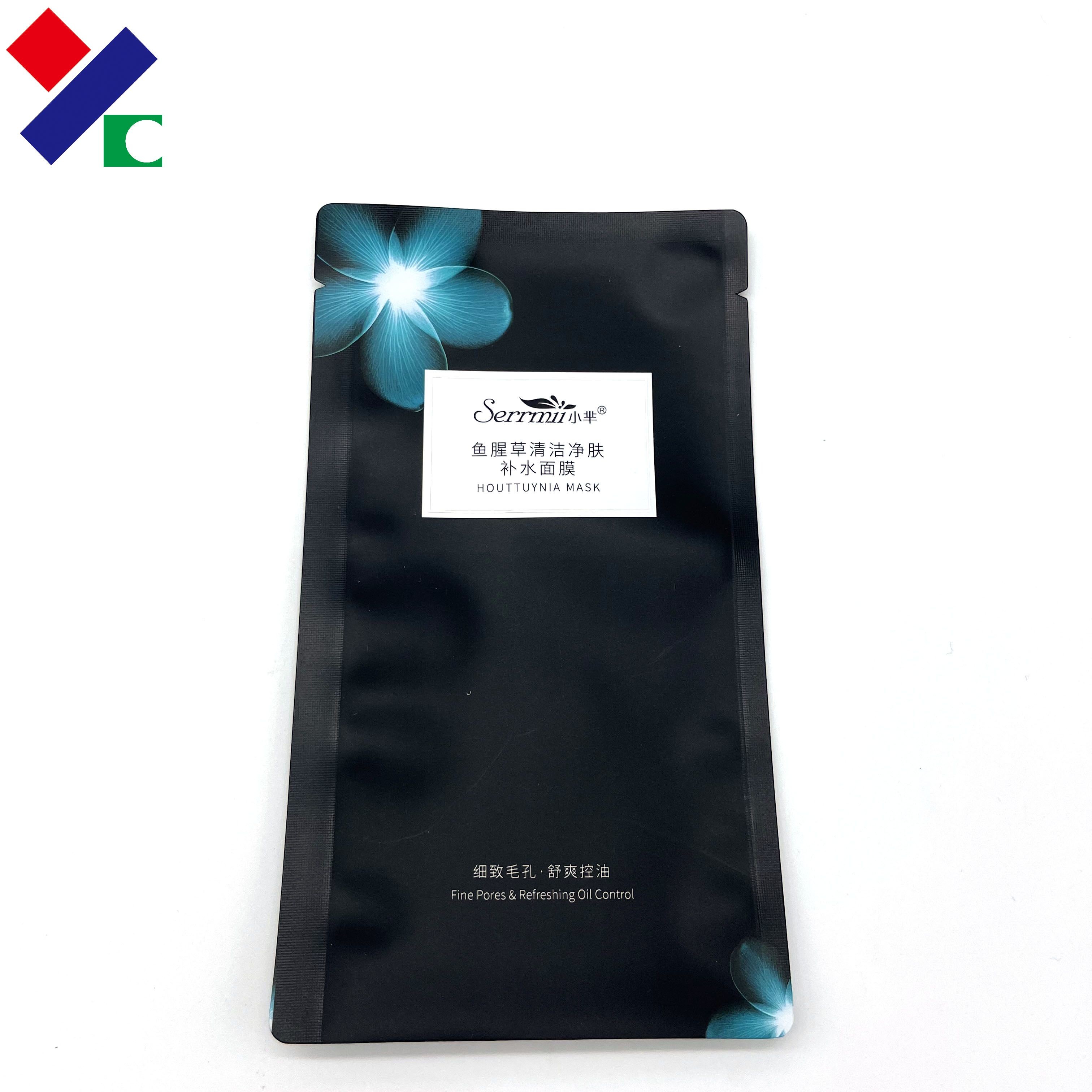 Cosmetic Packaging Three Side Seal Pouch Brown Kraft Paper Facial Mask Bag