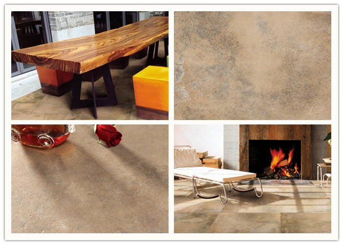 Durable Cement Look Porcelain Tile Glazed Concave Convex Pattern Surface