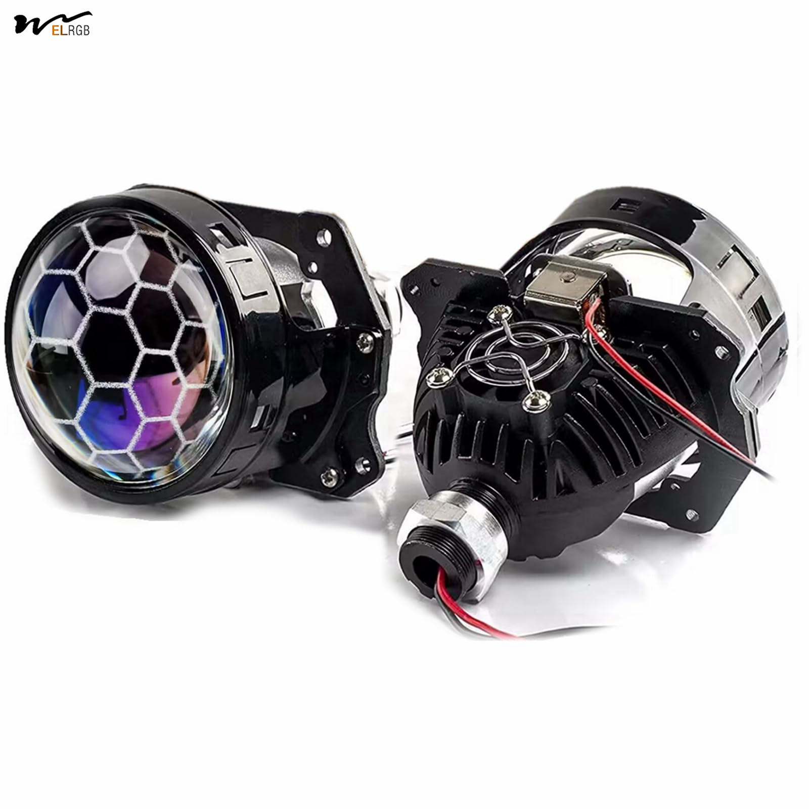 Universal LED Headlight Kit for H1 H4 H7 Automotive Motorcycle Honeycomb Projection Lens