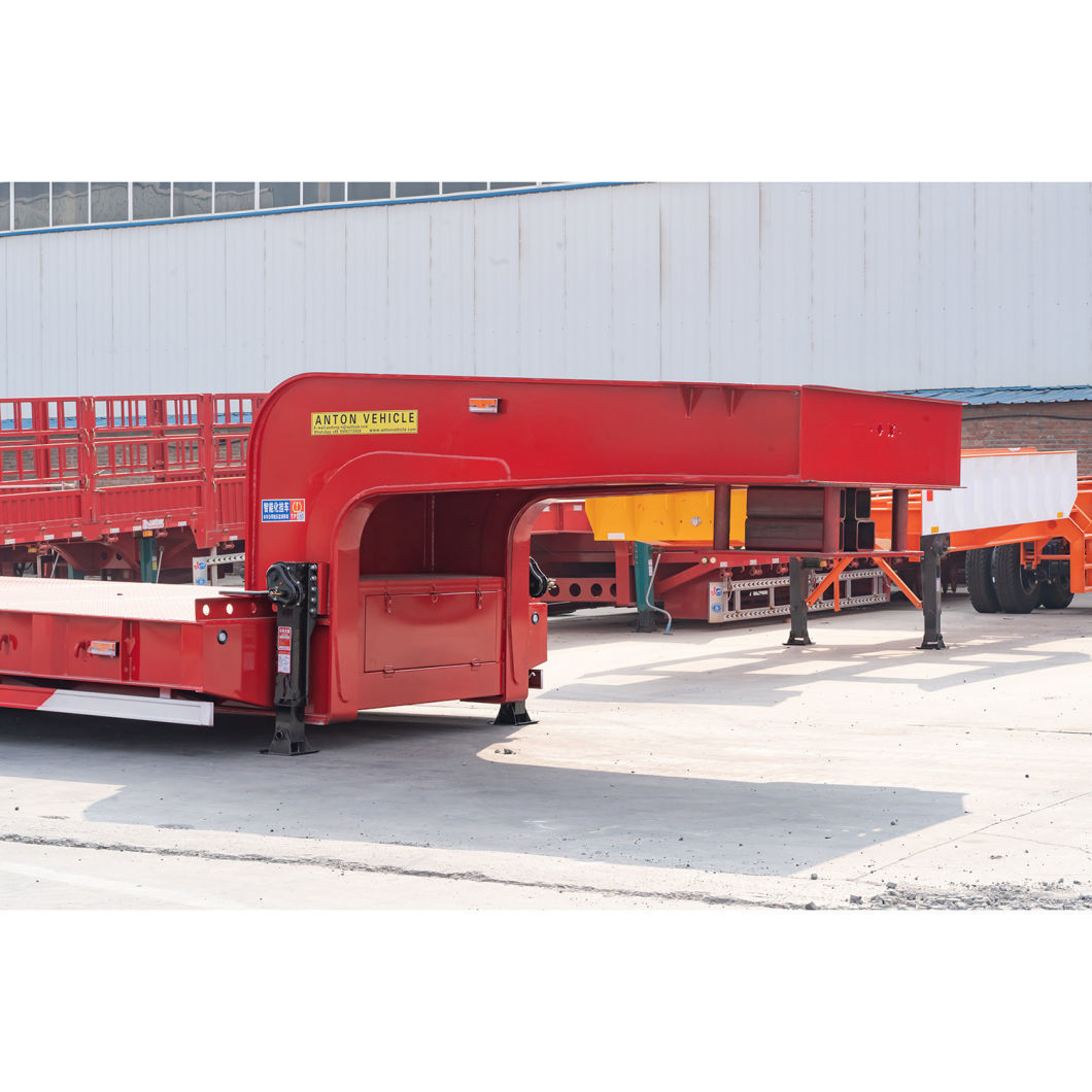 China Manufacture Heavy Duty Gooseneck Low Bed Excavator Construction Machinery Transportation Semi Trailer