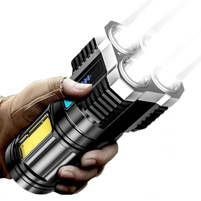 1000 Lumens 4led Rechargeable Cob Flashlight Multifunctional Led Flashlight