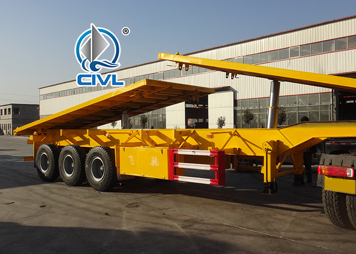 2/3/4 Axles Flatbed Semi-Trailer For Transporting Containers Jost Support Leg Fuwa Axle/ BPW Axle