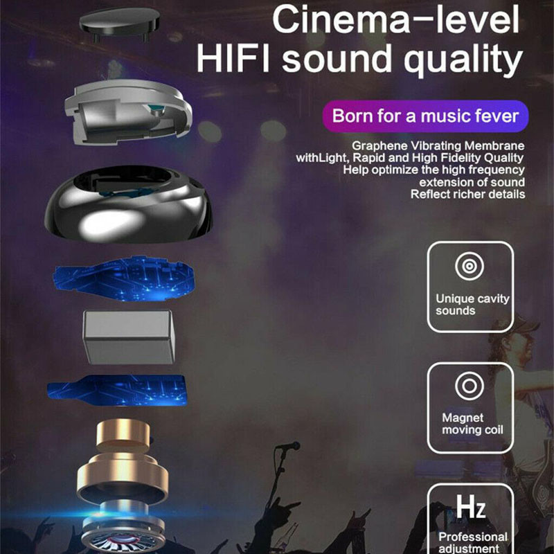 3500mAh Wireless Bluetooth Earphone Touch LED 5.0 HIFI Noise Cancelling