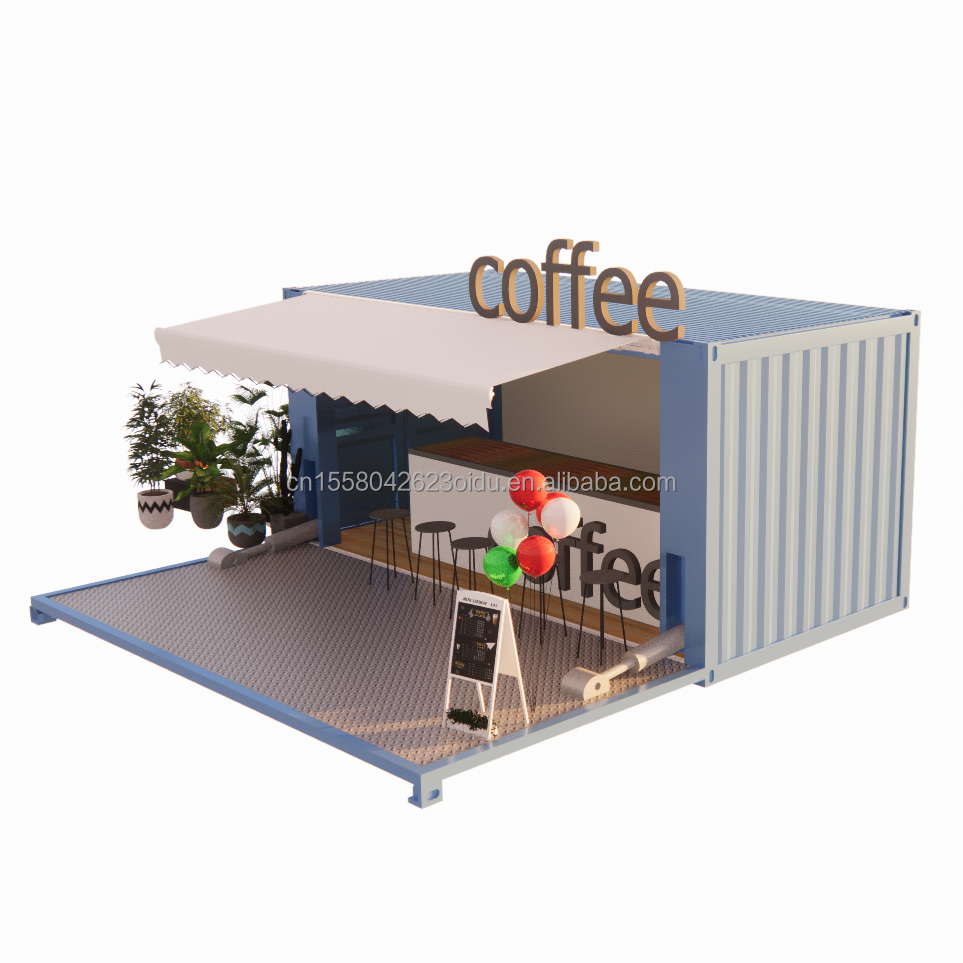 50/75/100mm Wave Sandwich Panel Wall Luxury 20ft Foldable Container House for Coffee Shop/Container Cafe/Container Bar