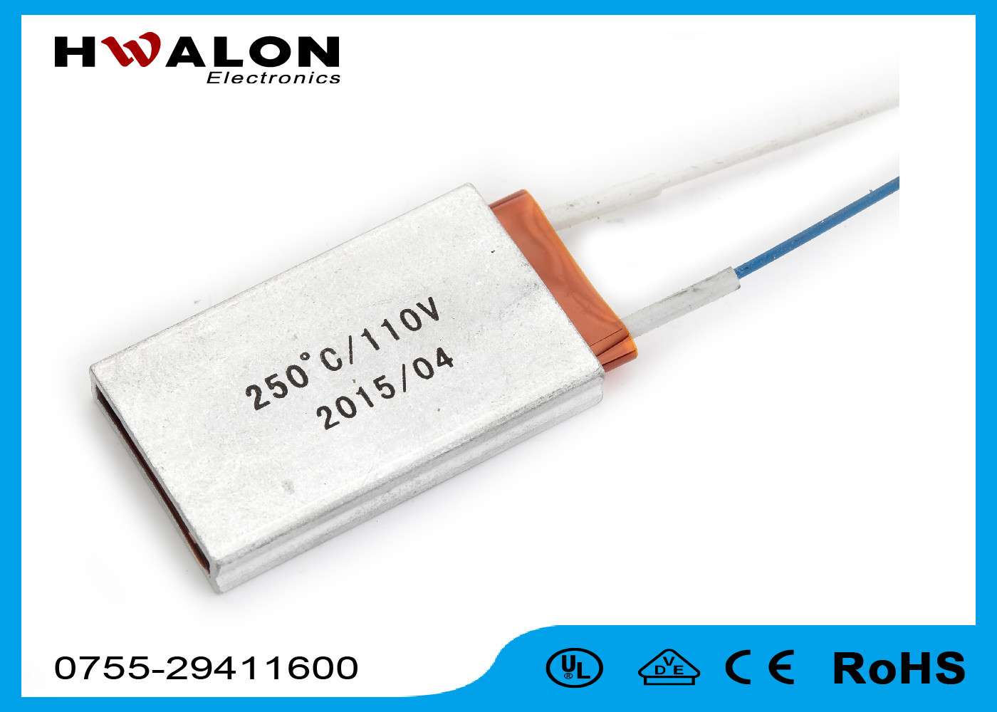 250℃ 110V Insulator PTC Heating Element With Aluminium Shell