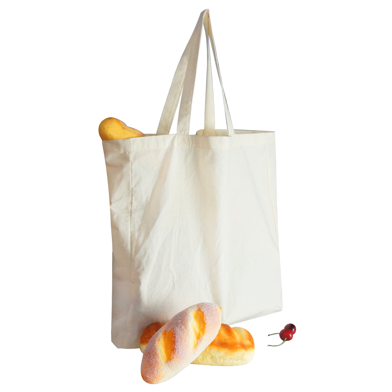 Single Personalized Reusable Shopping Totes , White Shoulder Bag Attached Pouch Foldable