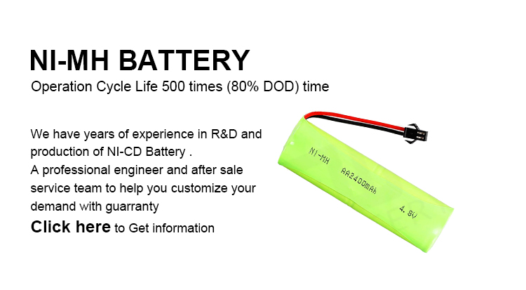 NIMH Nickel Metal Hydride Battery AA Size 4.8v Battery Pack 2400mah