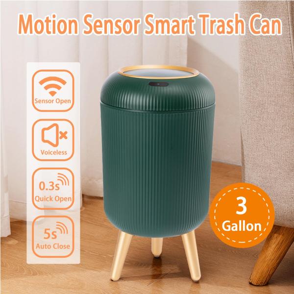 Chinese Wind Round Intelligent Sensing Household Large Capacity Trash Can with Legs