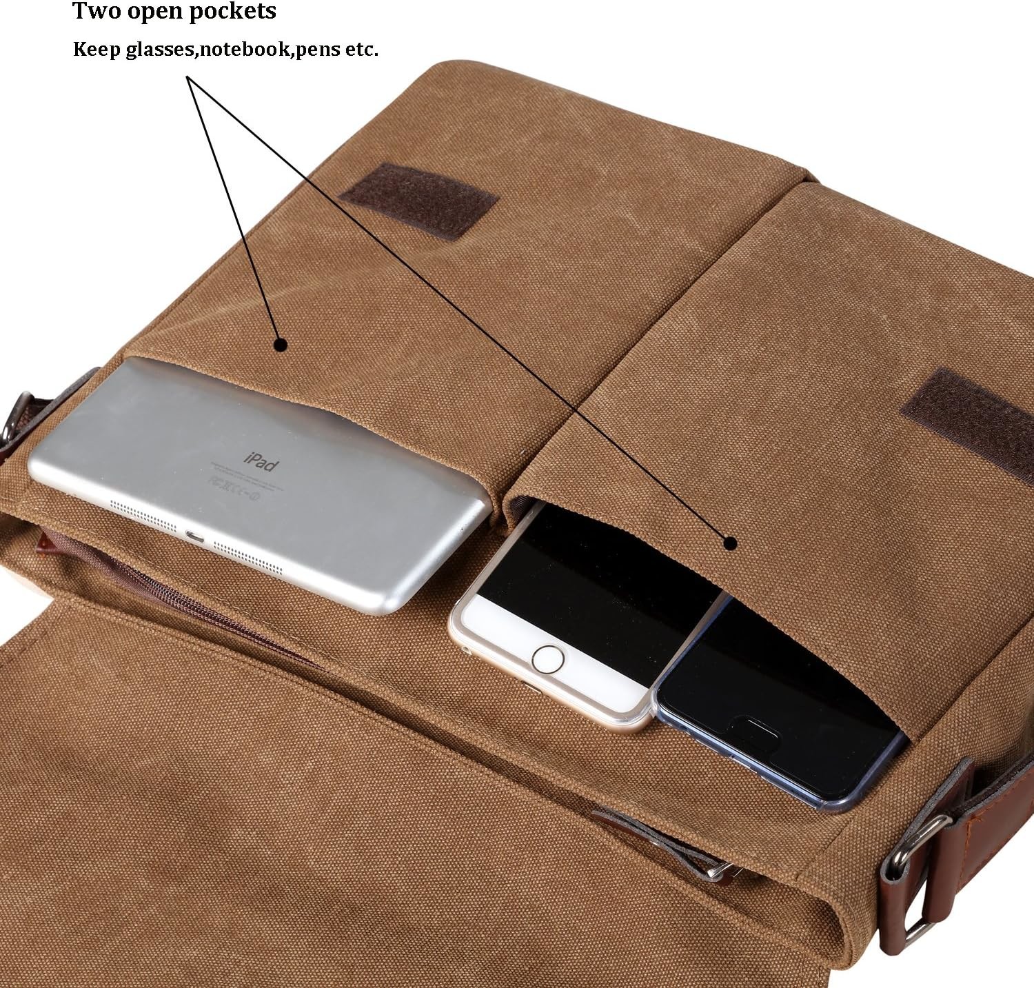 VINTAGE CANVAS SATCHEL MESSENGER BAG FOR MEN WOMEN,TRAVEL SHOULDER BAG 13.5" LAPTOP BAGS BOOKBAG