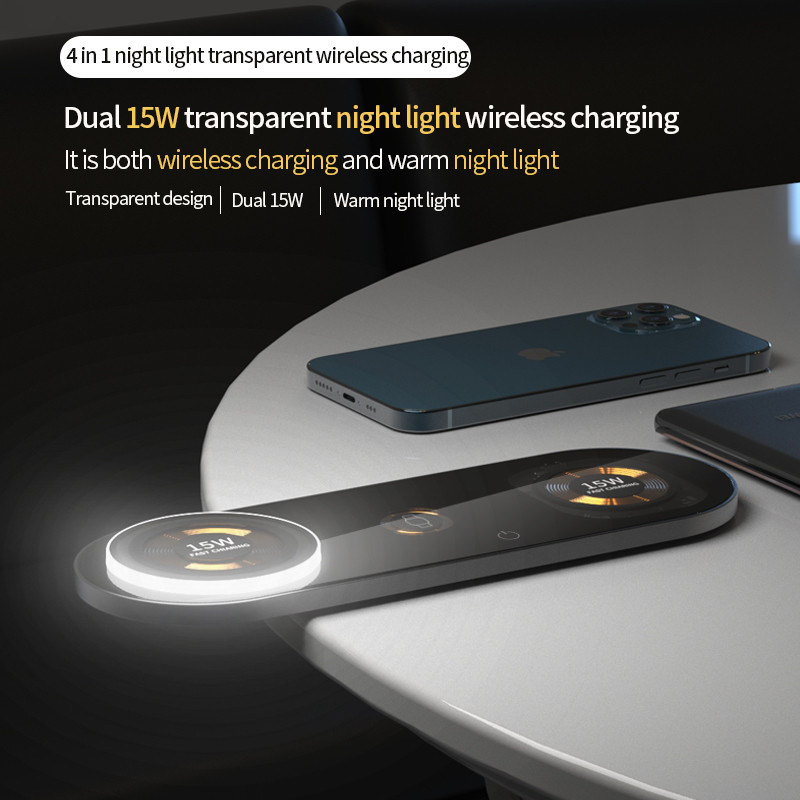 LED Magnetic Wireless Charger 4In1 Fast Charging Over Current Protected