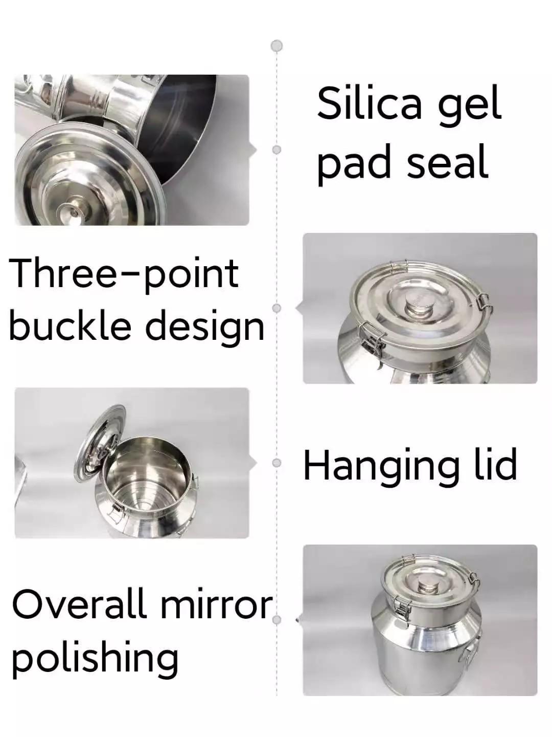 20L Oil Beverage Honey Vertical Open Cover Stainless Steel Storage Tank/Barrel/Pail Milk Can