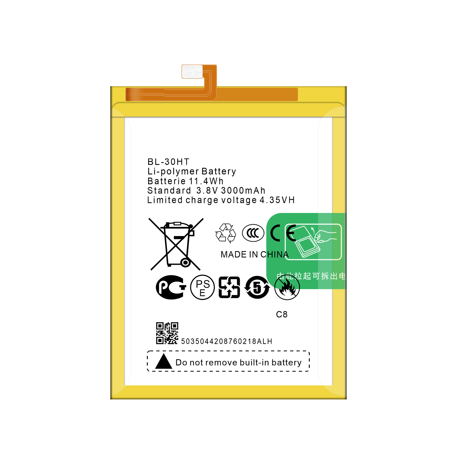 BL-30HT 3000mAh 3.85V Lithium Polymer Battery for Tecno C8 Mobile Phone Models Camon C8