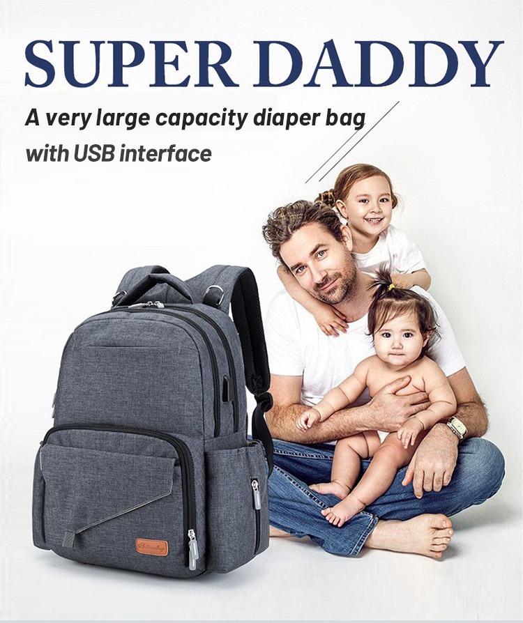 Maternity Diaper Bag Backpack With USB Interface 11.4*7.5*17.7inch
