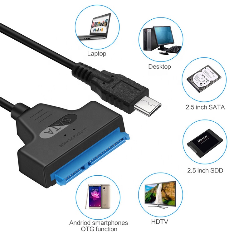 High Speed 5Gbps SDD HDD Hard Drive 2.5 Inch USB Type C 3.1 to Sata Adapter Cable