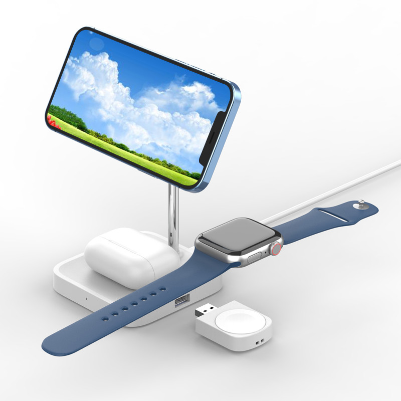 Qi 15W 2 In 1 Wireless Charging Stand Magnetic Fast Charger Station