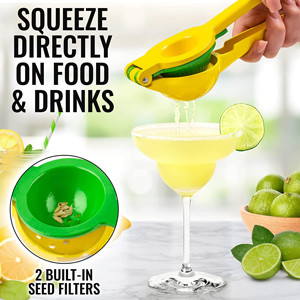 Yellow Metal Hand Juicer Lemon Squeezer 2-In-1Modern